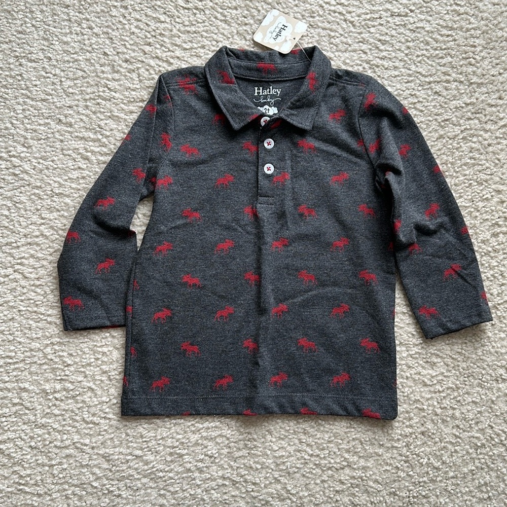 Moose Long Sleeve Polo T-Shirt
